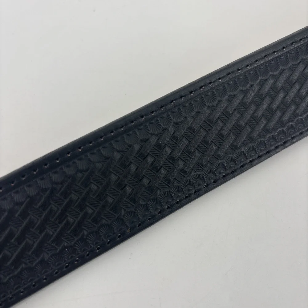 Justin C12263‎ Black Leather Bronco Western Belt Size 40 Woven EUC Made In USA